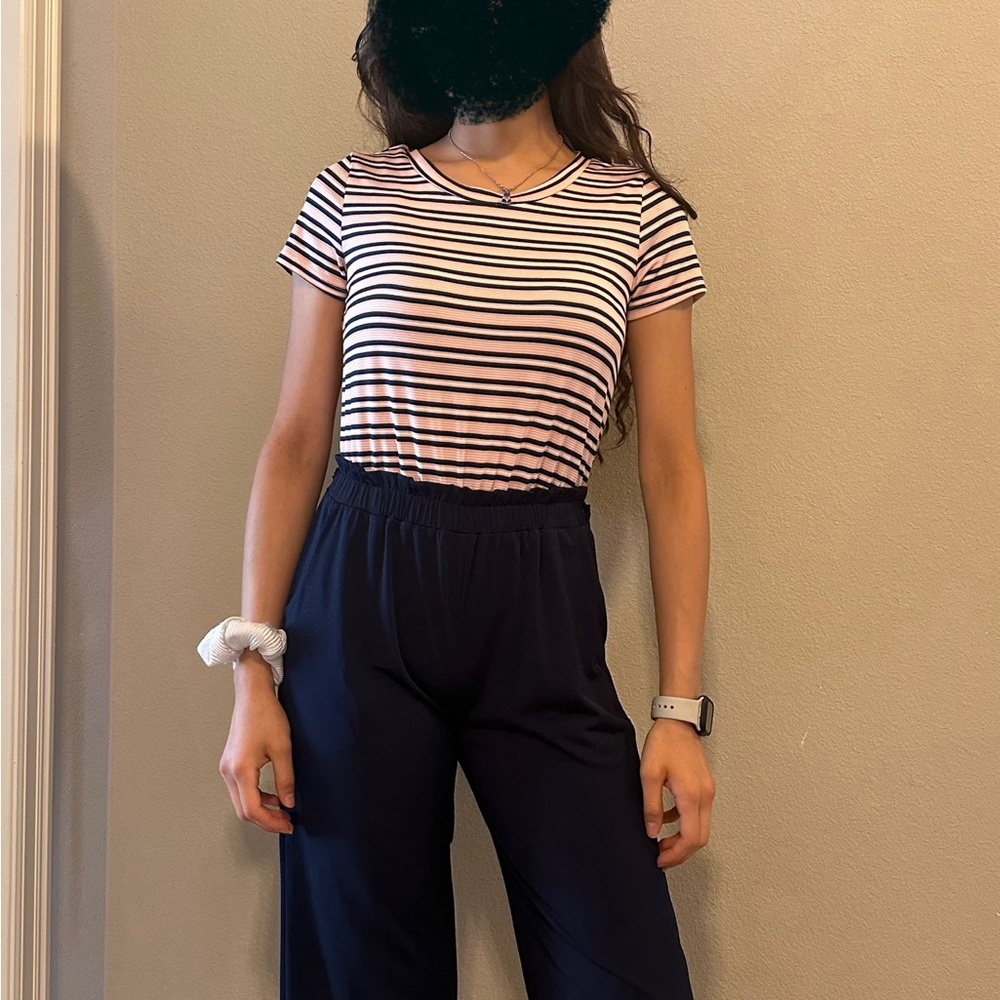 Monteau Pink and Navy Blue Wide Leg Jumpsuit